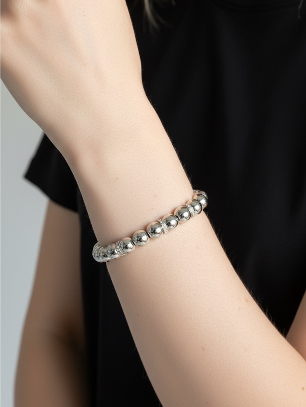 10/7 Classic Silver Beaded Stretch Bracelet - Timeless Women's Jewelry